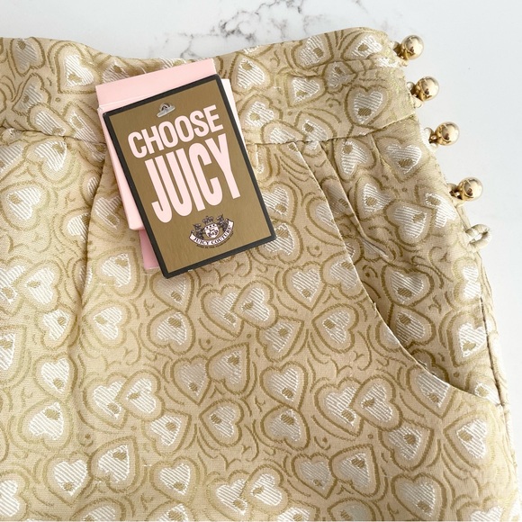 Juicy Couture Girls Skirt Gold Heart Brocade + Pockets 10 NWT - Picture 2 of 7
